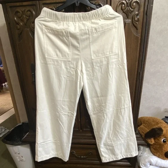 AE cozy, dreamy, drape, low rise, ultra wide leg, jean - Ivory Size S NWT - Picture 10 of 11